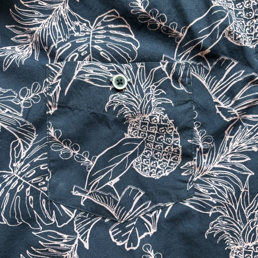 Sunrise Kingdom Men XL Hawaiian Shirt Pineapple Leaves Tropical Short Sleeve - Picture 8 of 16